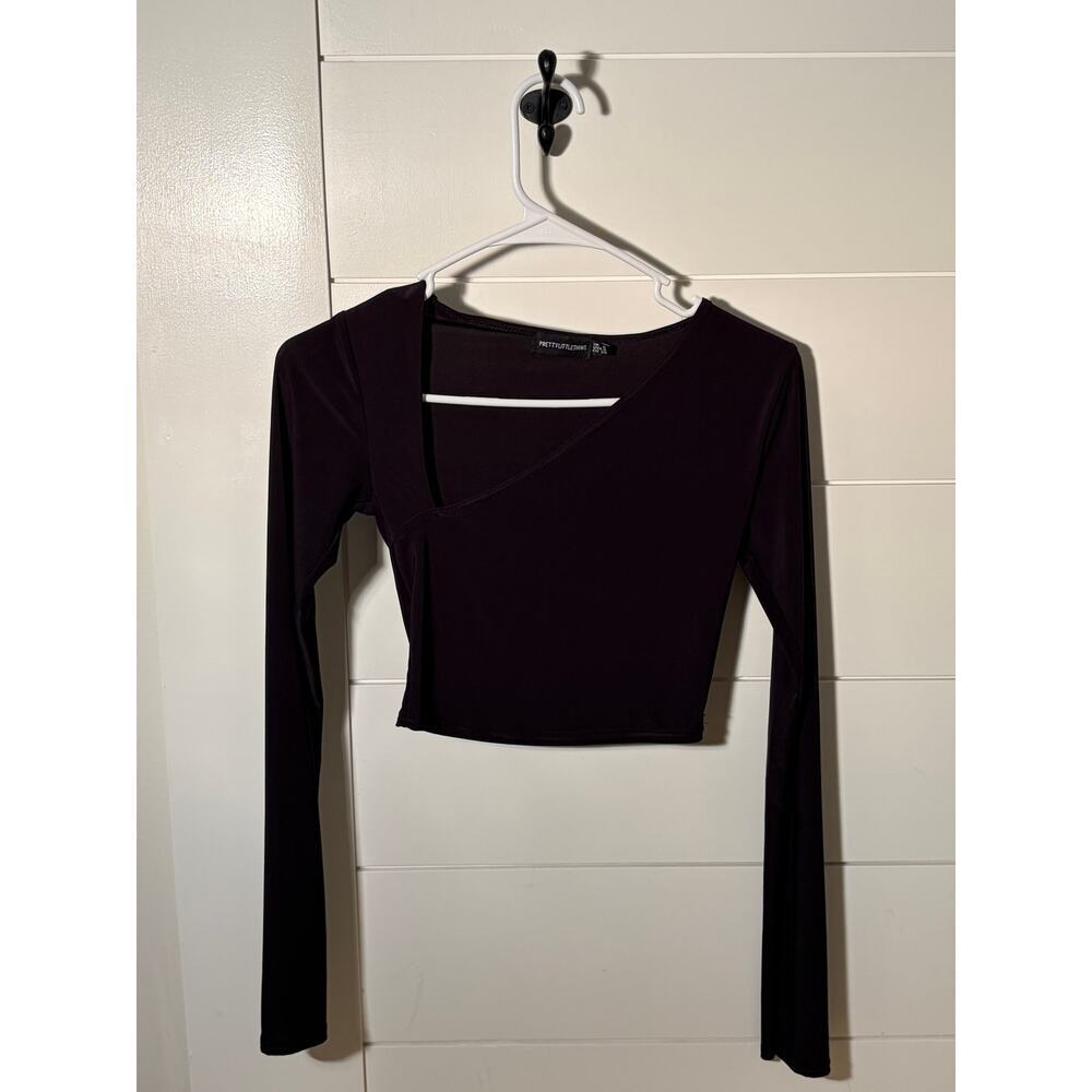 PrettyLittleThing Black Long-Sleeved Crop Top Women's Size S - Picture 2 of 5